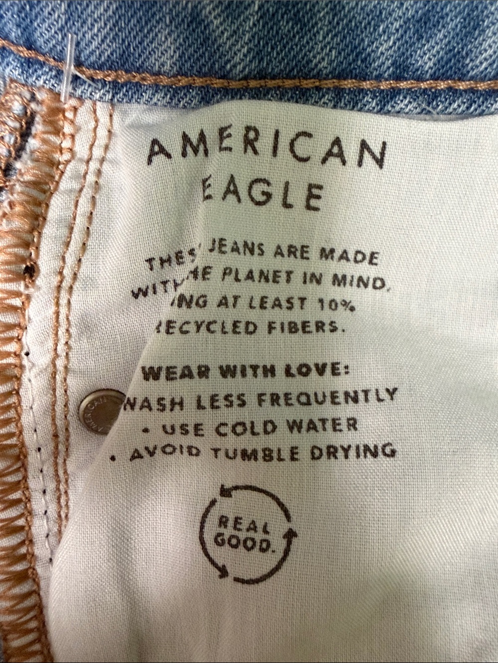 American Eagle Light Blue Distressed Mom Jeans Size 0 Long/ 25 W - Picture 10 of 14